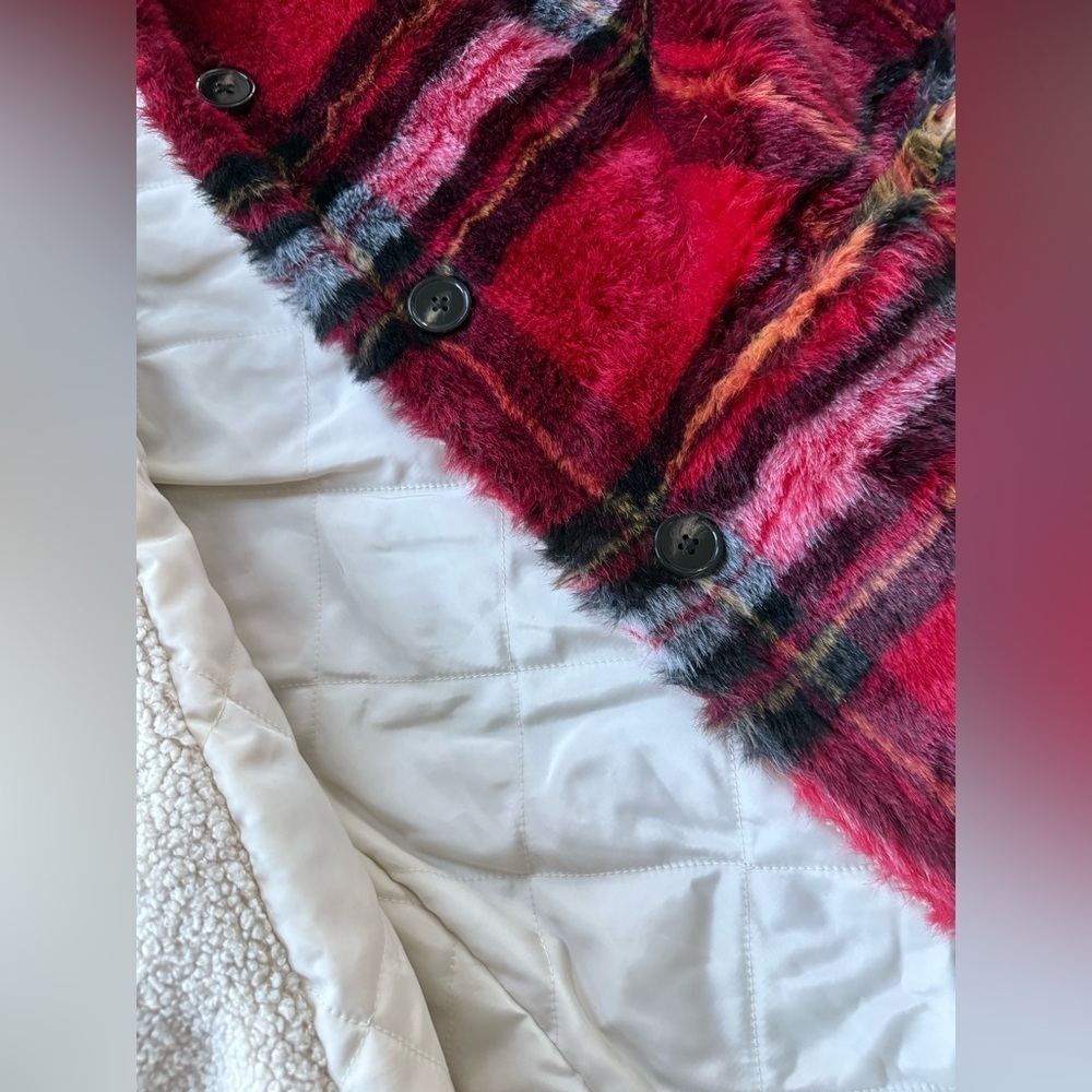 NWOT Anthropologie Sanctuary Sierra Plaid Faux Fur Sherpa Lined Teddy Jacket | S - Picture 10 of 12